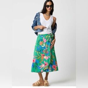 J. Crew Factory Vibrant Floral Wrap Midi Skirt